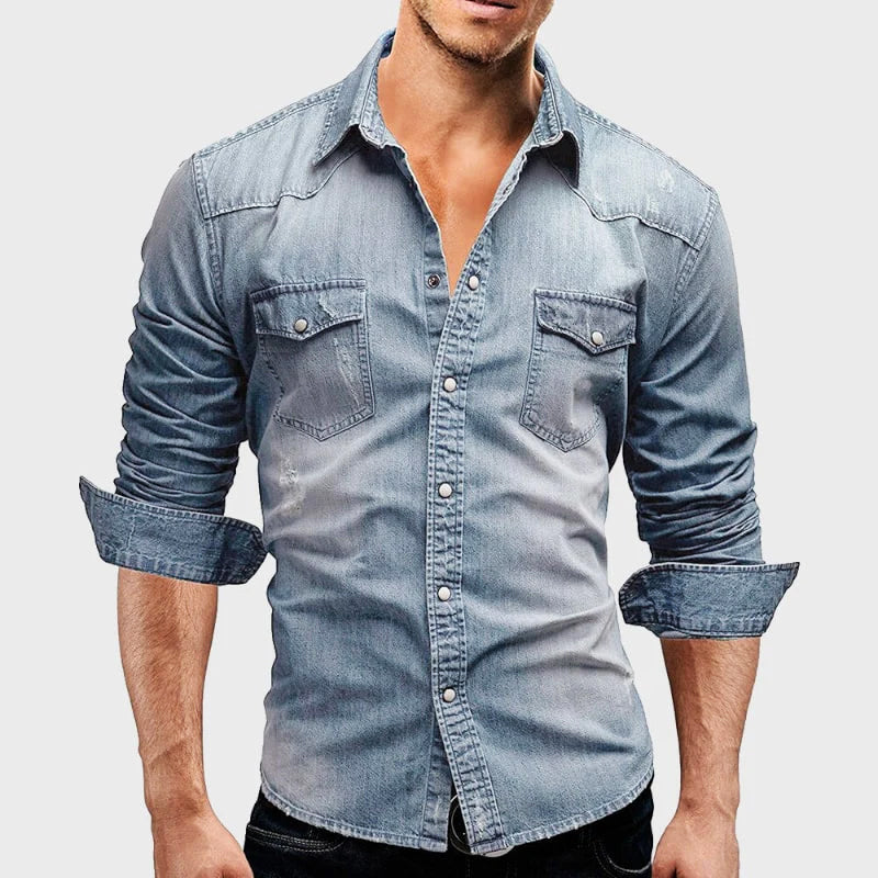 Nemanja - Elegante Camicia In Denim Con Tasche