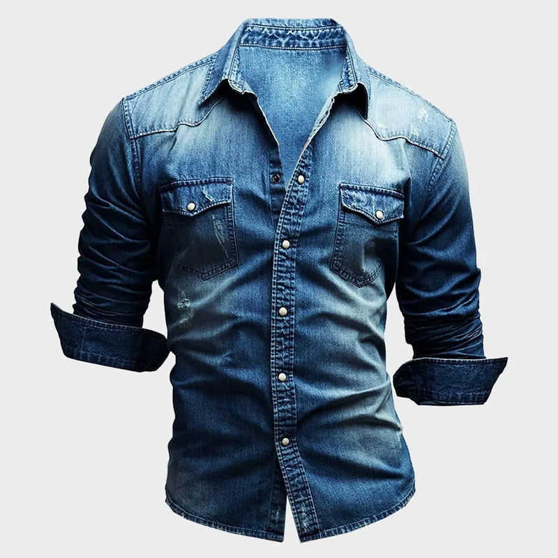 Nemanja - Elegante Camicia In Denim Con Tasche