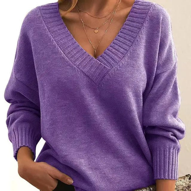 Mordane - Elegante Maglione a Maniche Lunghe Con Scollo a V