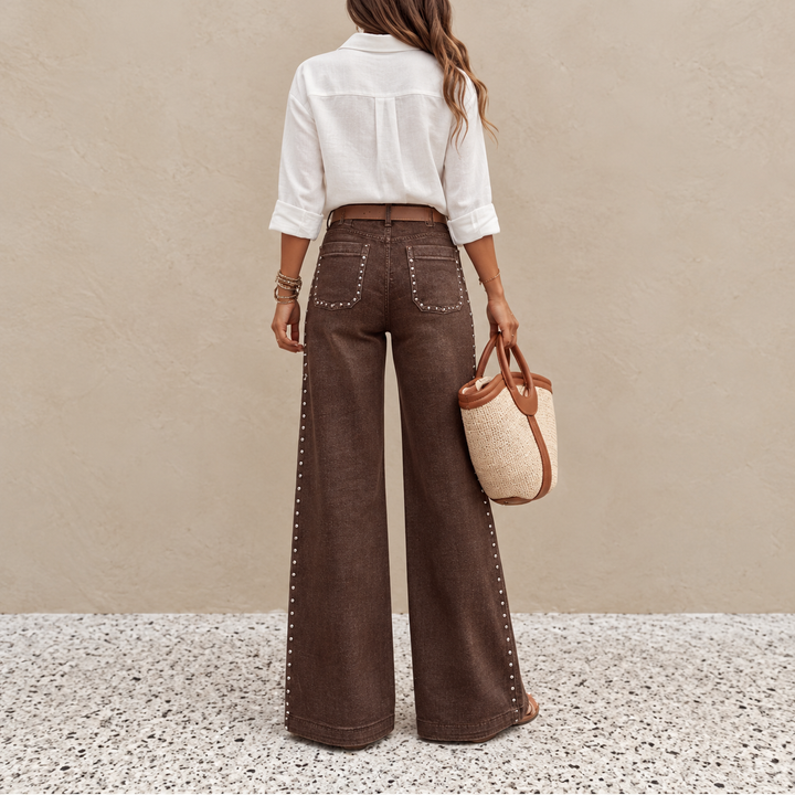 Magryta - Pantaloni a Gamba Larga Con Borchie