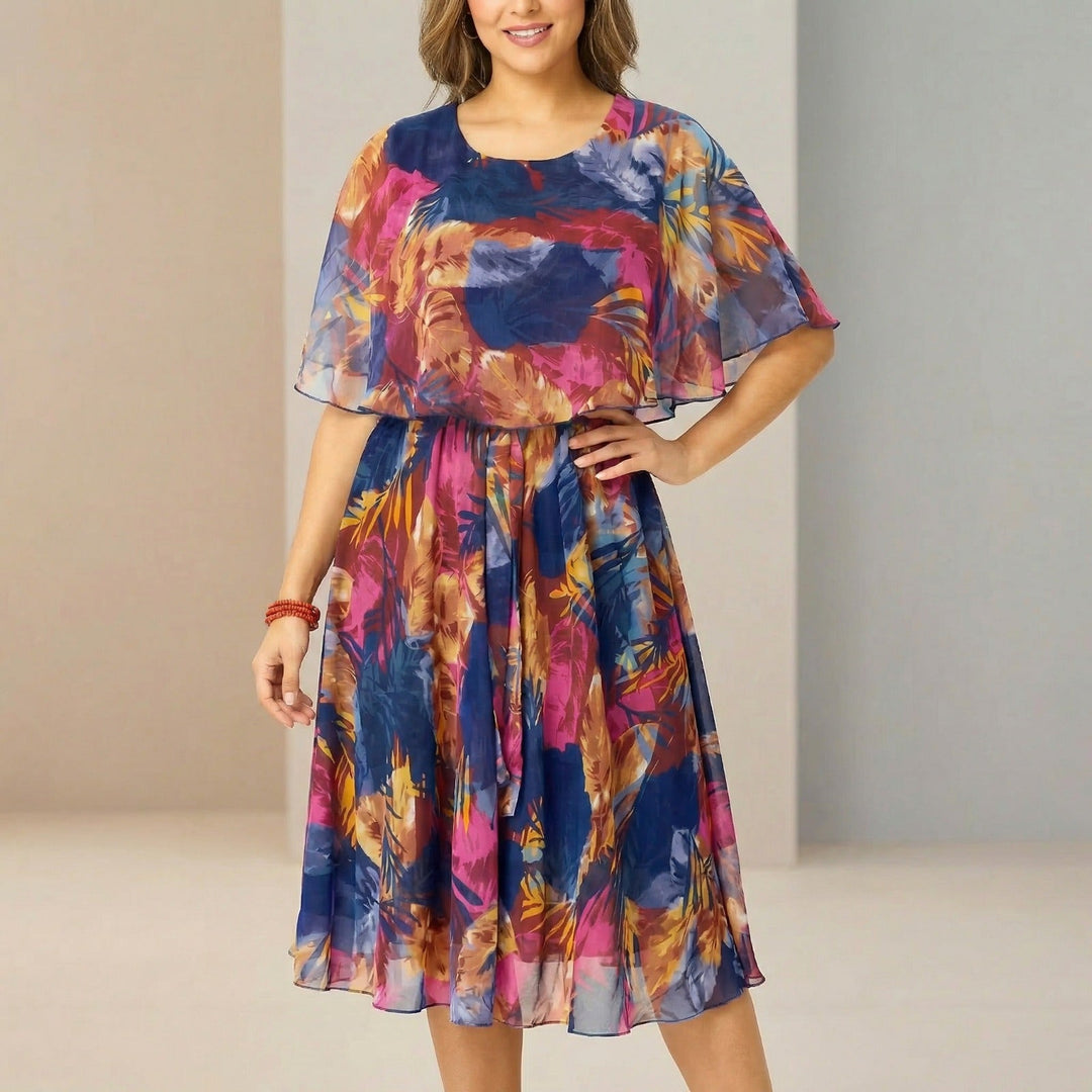 Irenen - Abito midi in Chiffon con Stampa Floreale