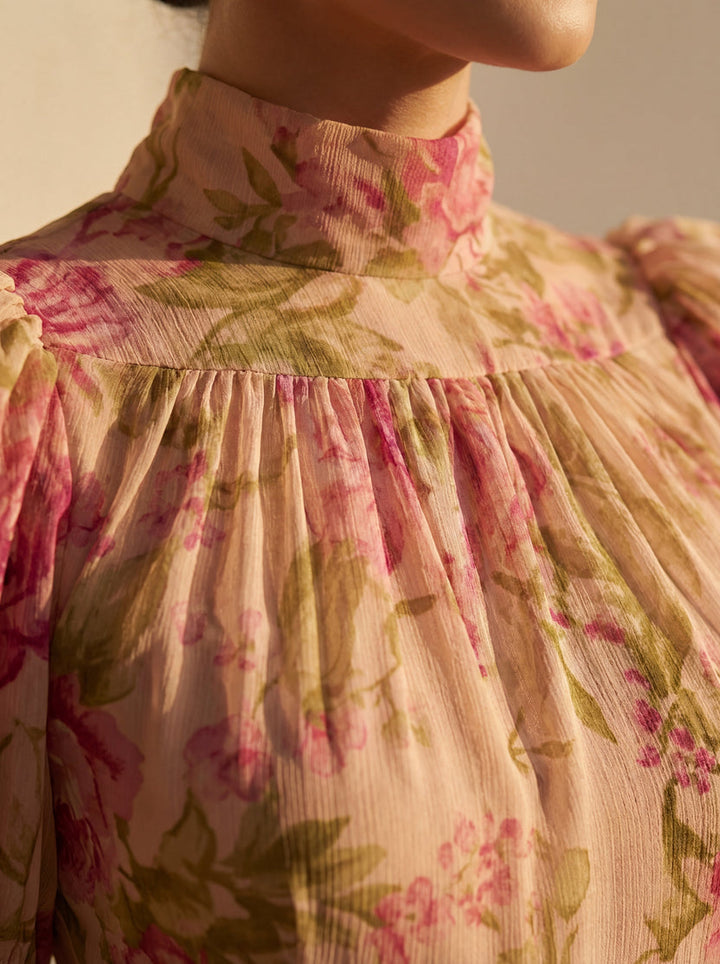 Rimina - Elegante Abito a Fiori Con Volant