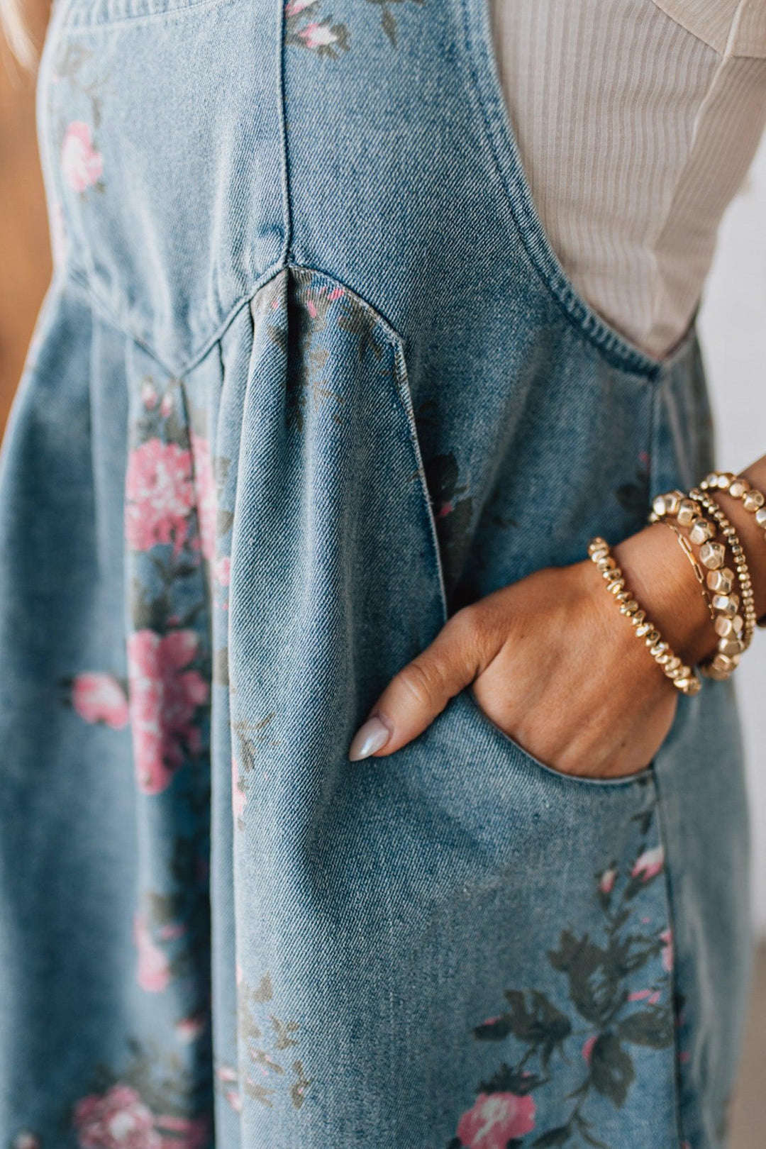 Katien - Tuta in Denim a Fiori