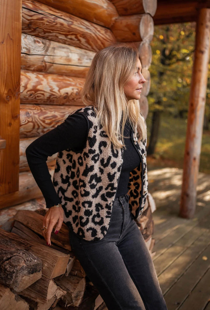Astrd – Gilet Lavorato a Maglia Leopardato