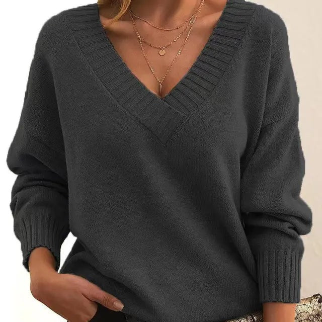Mordane - Elegante Maglione a Maniche Lunghe Con Scollo a V