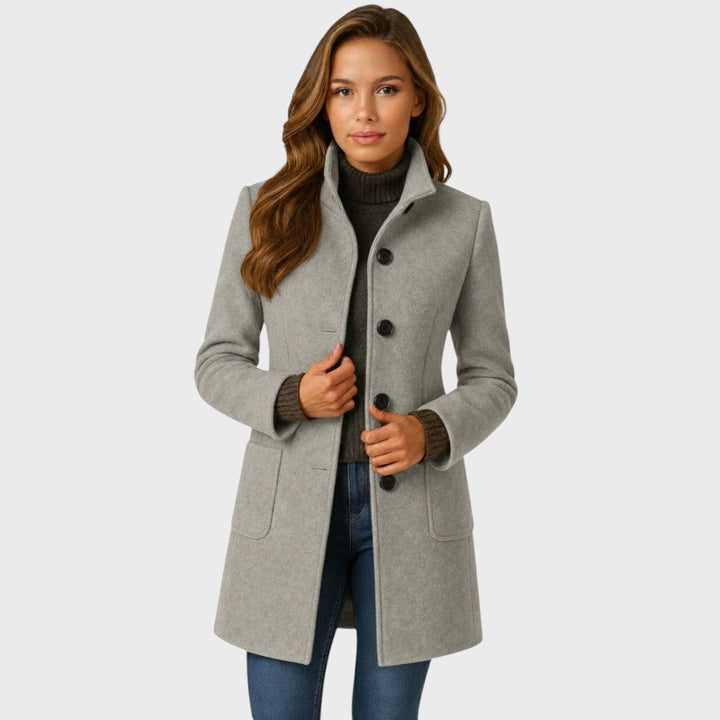Ellarose - Elegante Cappotto in Lana Con Abbottonatura