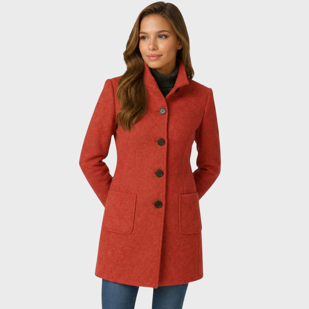 Ellarose - Elegante Cappotto in Lana Con Abbottonatura