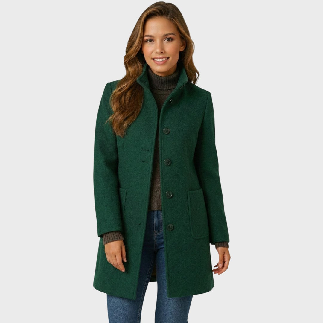Ellarose - Elegante Cappotto in Lana Con Abbottonatura