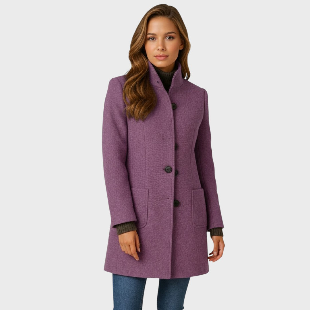 Ellarose - Elegante Cappotto in Lana Con Abbottonatura
