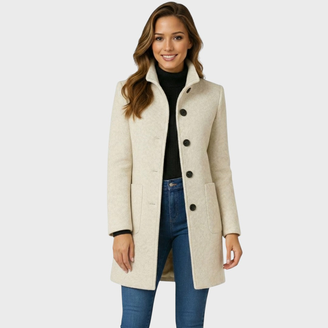Ellarose - Elegante Cappotto in Lana Con Abbottonatura