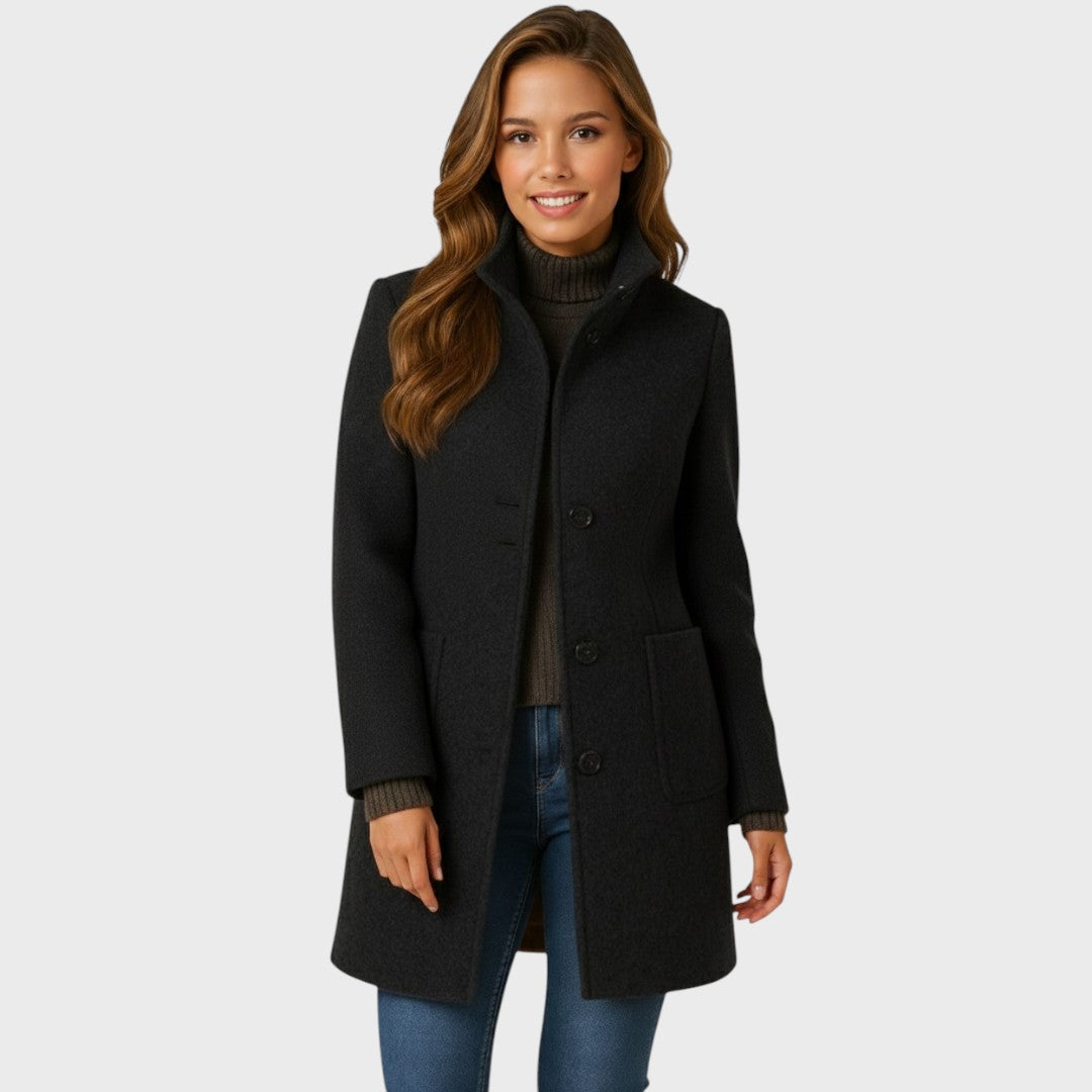 Ellarose - Elegante Cappotto in Lana Con Abbottonatura