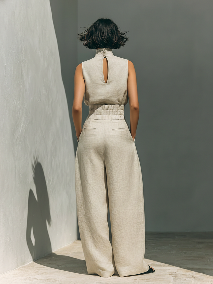 Vlatka - Set Composto Da Camicetta Senza Maniche e Pantaloni a Gamba Larga