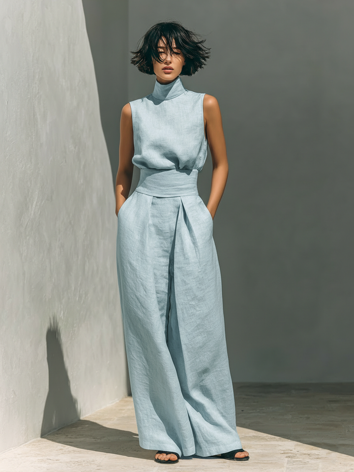 Vlatka - Set Composto Da Camicetta Senza Maniche e Pantaloni a Gamba Larga