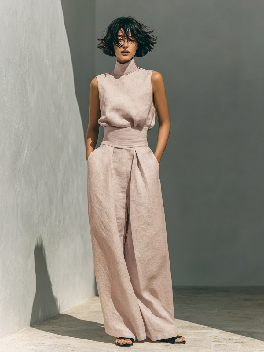 Vlatka - Set Composto Da Camicetta Senza Maniche e Pantaloni a Gamba Larga