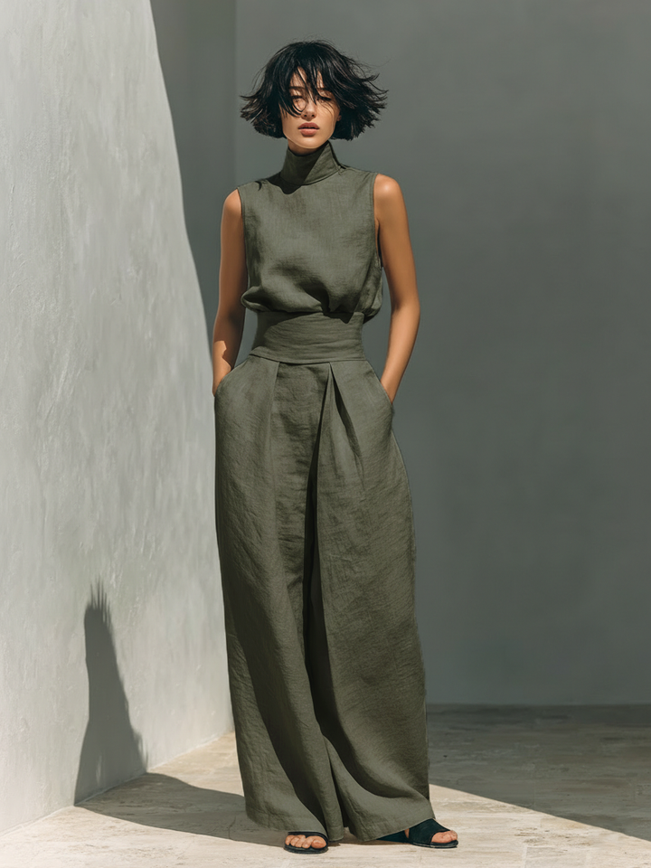 Vlatka - Set Composto Da Camicetta Senza Maniche e Pantaloni a Gamba Larga