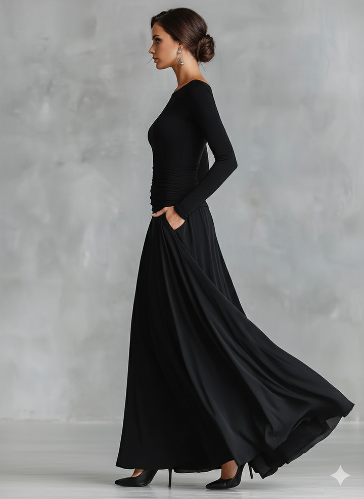Hestia - Elegante maxi Abito con pieghe Fluenti
