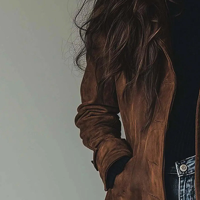 Philippa - Trincea Vintage In Pelle Scamosciata