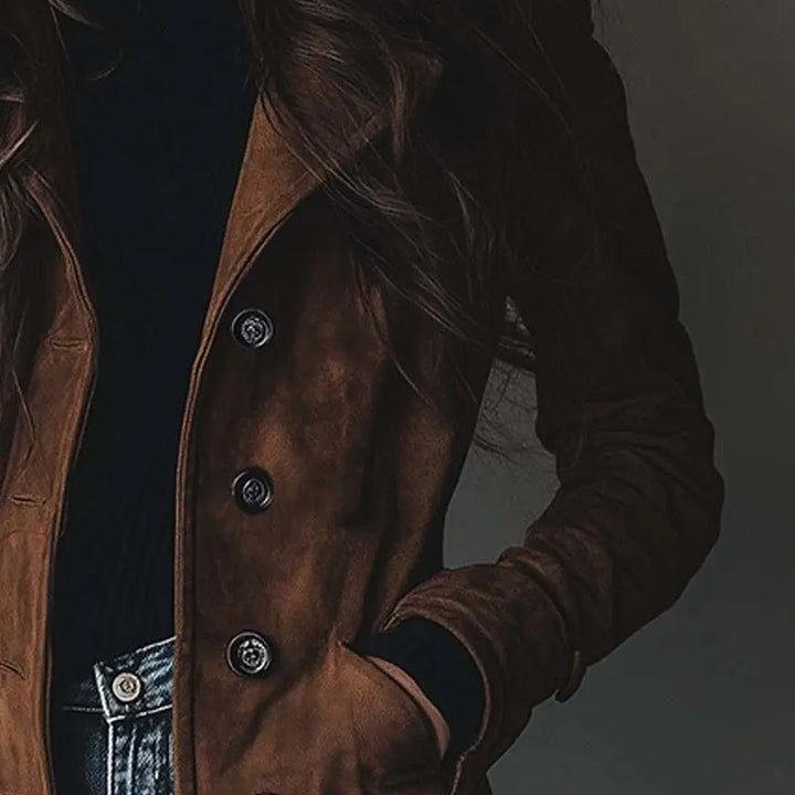 Philippa - Trincea Vintage In Pelle Scamosciata