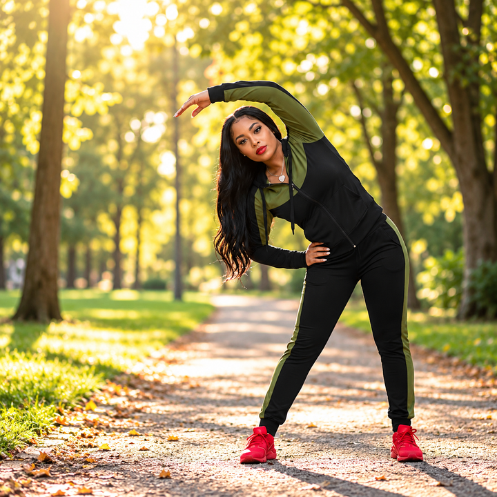 Meesha - Completo Da Ginnastica a Due Pezzi Con Effetto Color Block