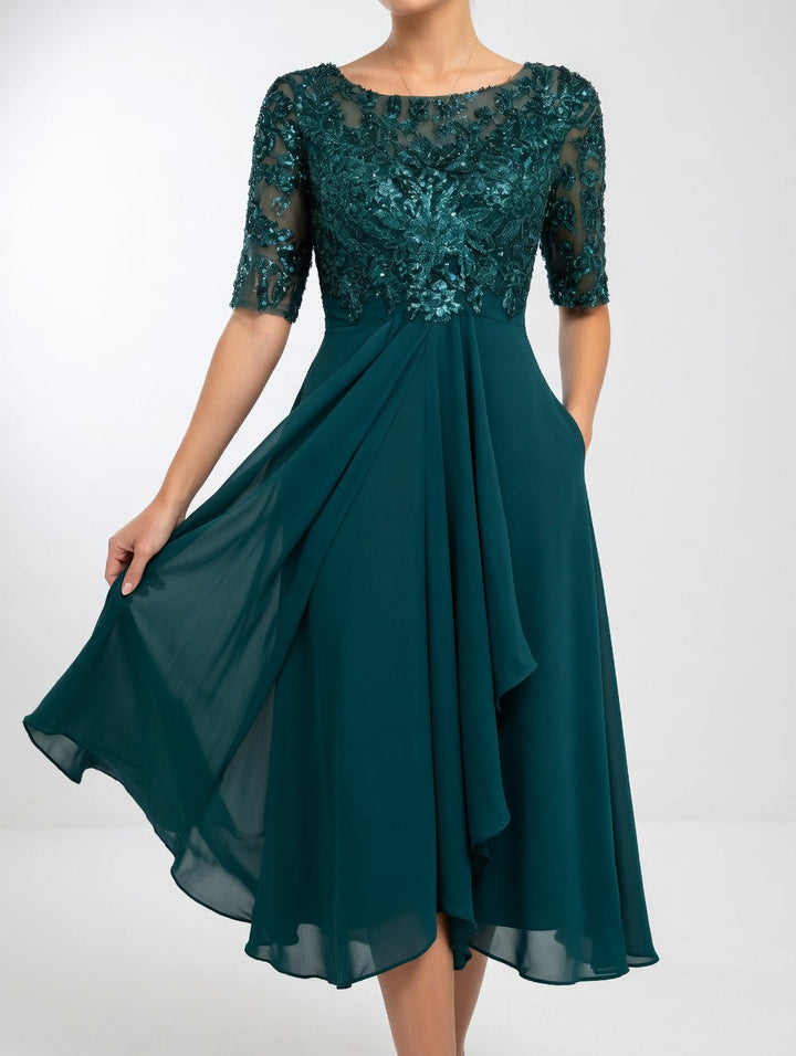 Zerda - Elegante Abito Midi in Pizzo