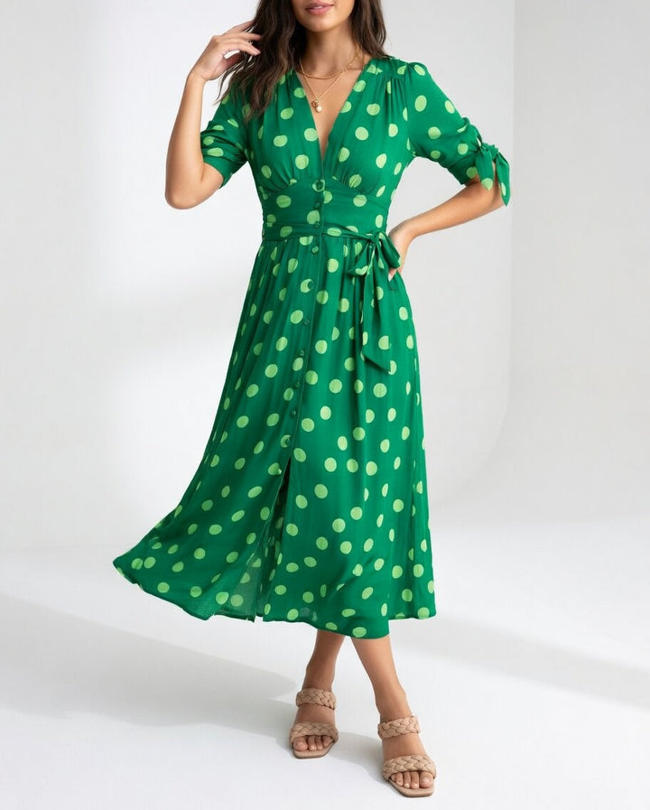 Fabienne - Elegante Abito Midi a Pois