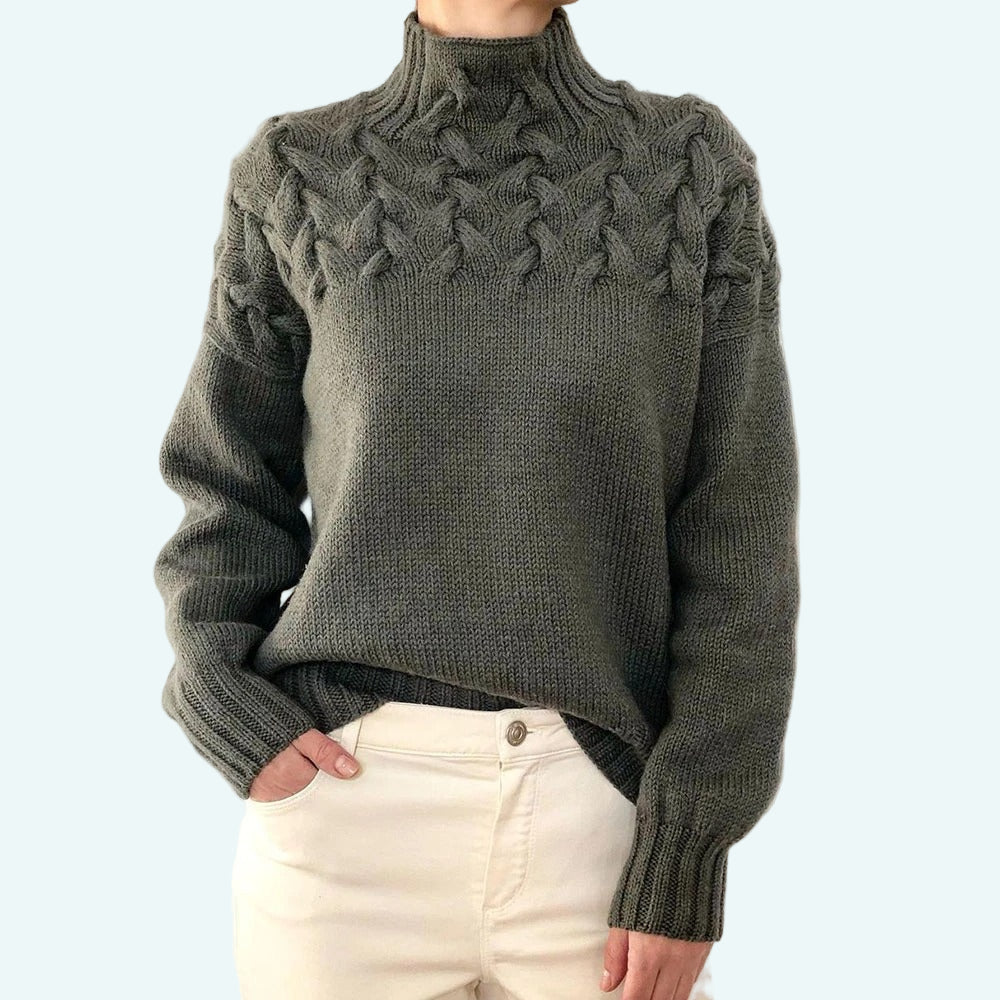 Farrah - Elegante Maglione a Collo Alto Lavorato a Maglia