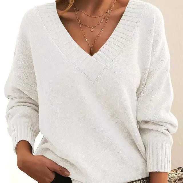 Mordane - Elegante Maglione a Maniche Lunghe Con Scollo a V