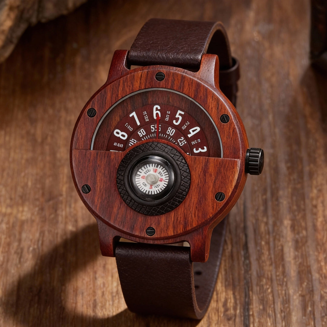 Krzysztof - Orologio Da Tavolo Con Quadrante a Bussola In Legno