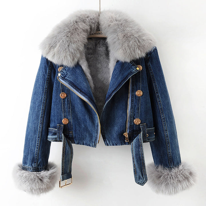 Phylicia - Elegante Giacca In Denim Con Pelliccia Sintetica