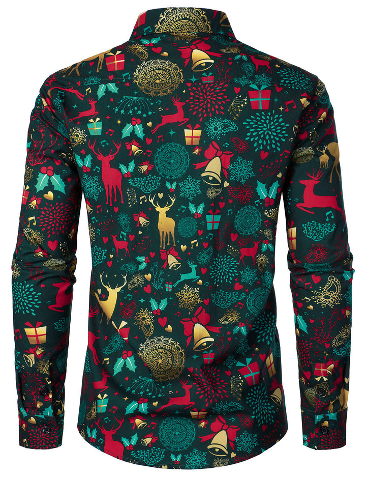 Victor - Camicia da uomo Natalizia in Cotone a Maniche Lunghe con Renna