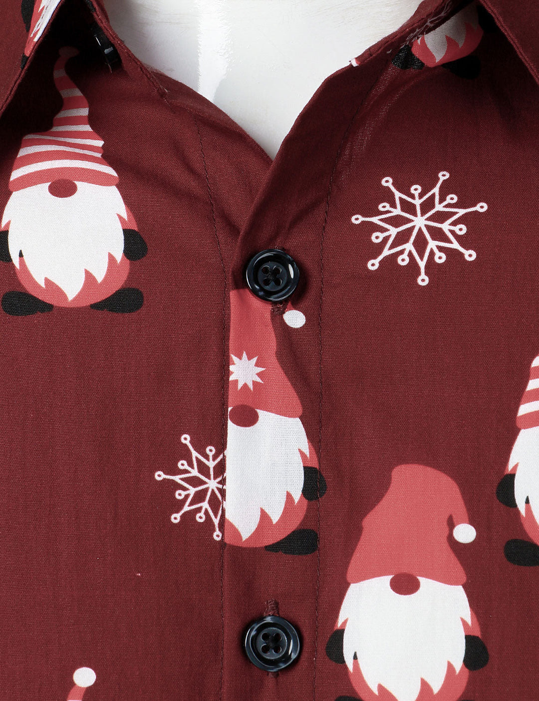 Isaac - Camicia da uomo Natalizia Rossa a Maniche Lunghe in cotone con Motivo elfo