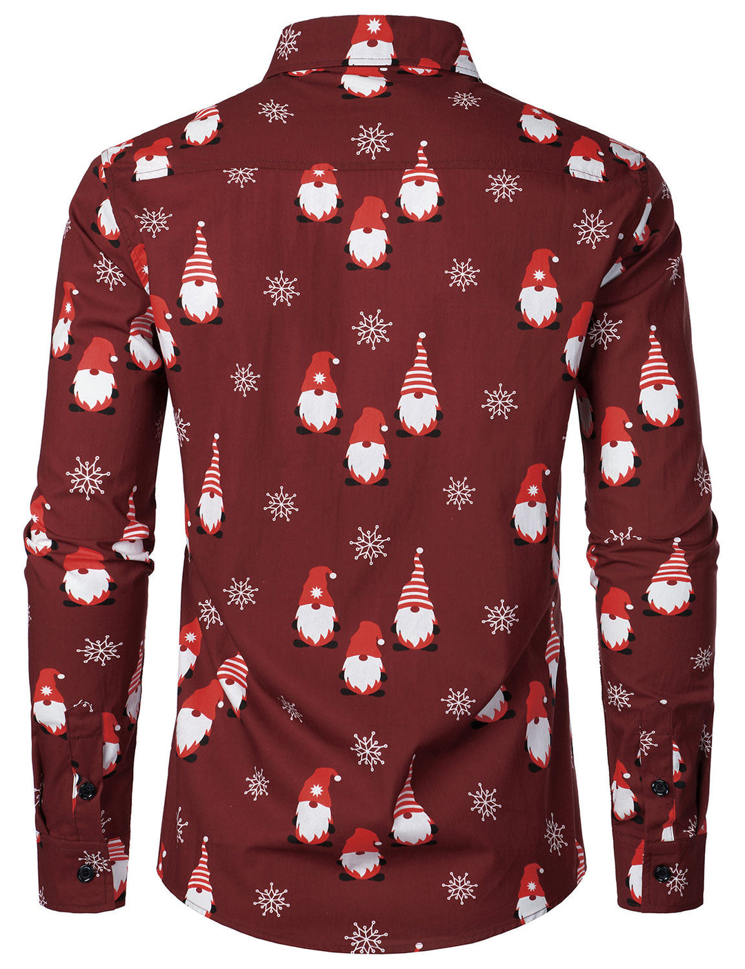 Isaac - Camicia da uomo Natalizia Rossa a Maniche Lunghe in cotone con Motivo elfo
