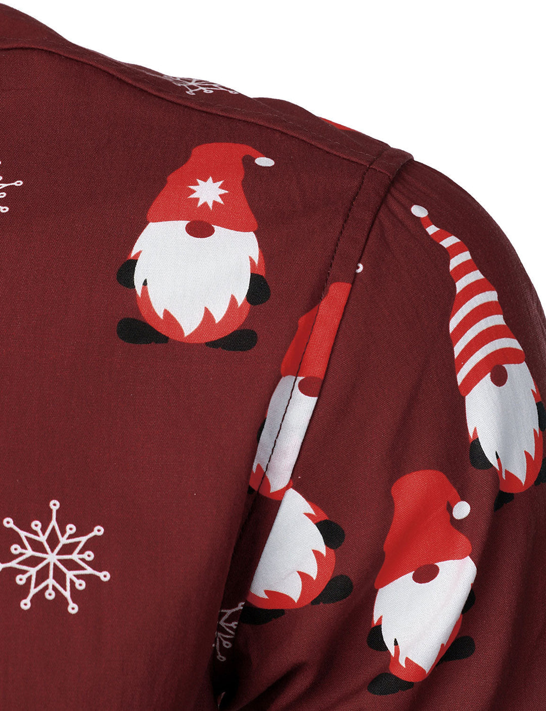 Isaac - Camicia da uomo Natalizia Rossa a Maniche Lunghe in cotone con Motivo elfo