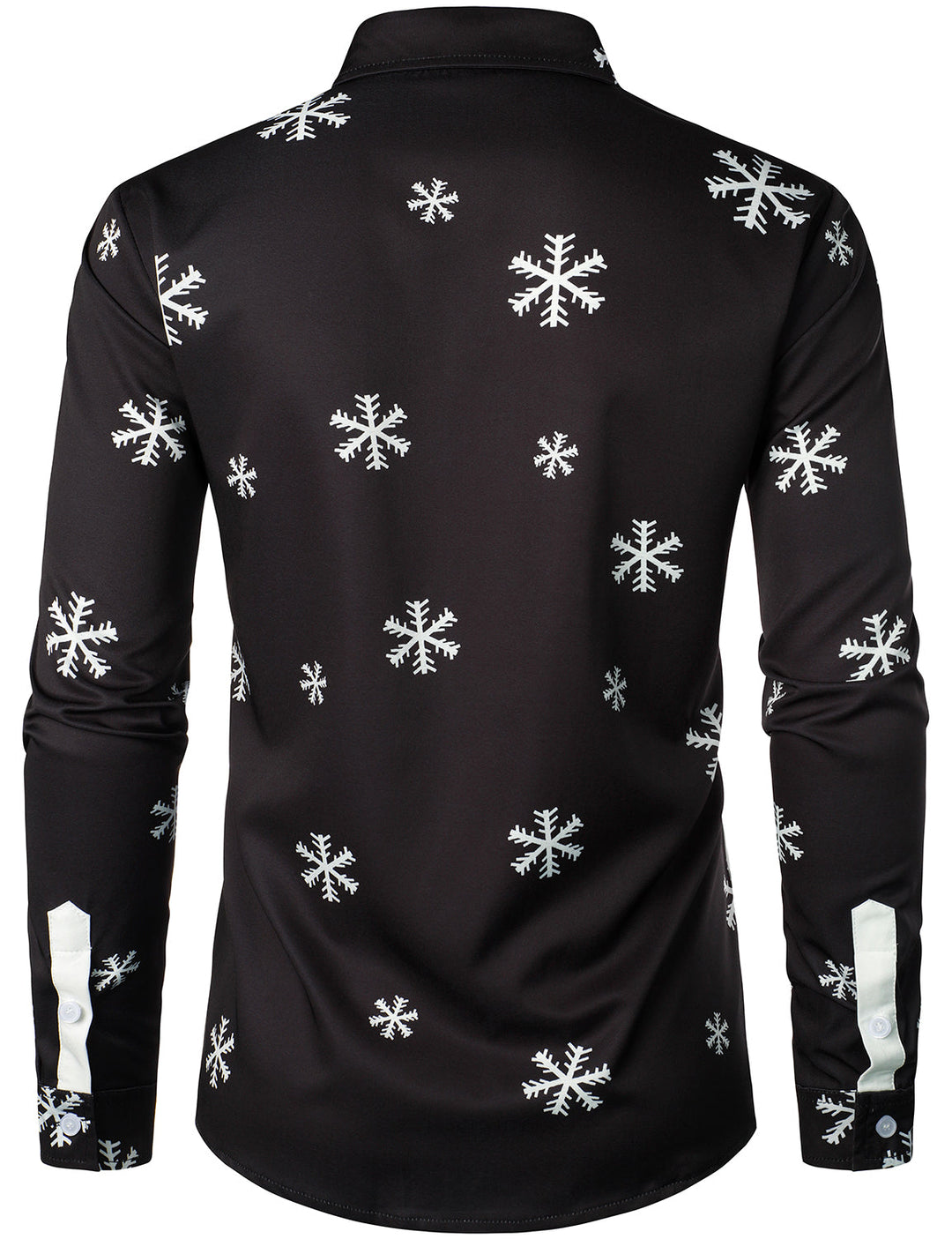 Mathan - Camicia da uomo con Bottoni, nera, Divertente, a Maniche lunghe, con motivo Babbo Natale
