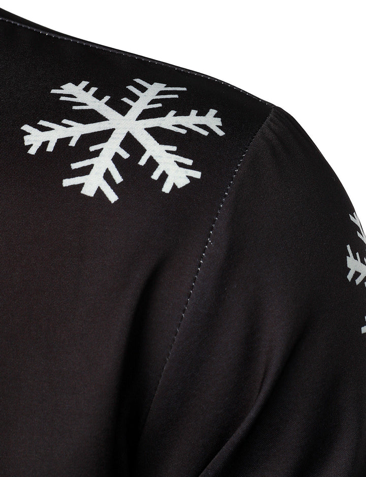Mathan - Camicia da uomo con Bottoni, nera, Divertente, a Maniche lunghe, con motivo Babbo Natale