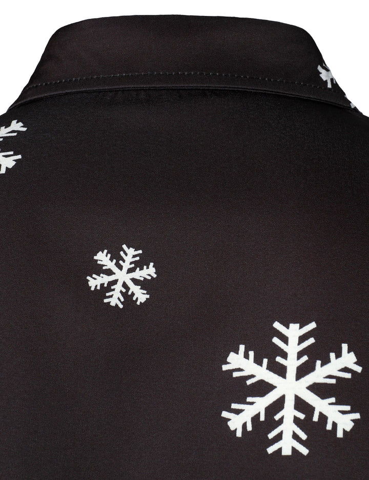 Mathan - Camicia da uomo con Bottoni, nera, Divertente, a Maniche lunghe, con motivo Babbo Natale