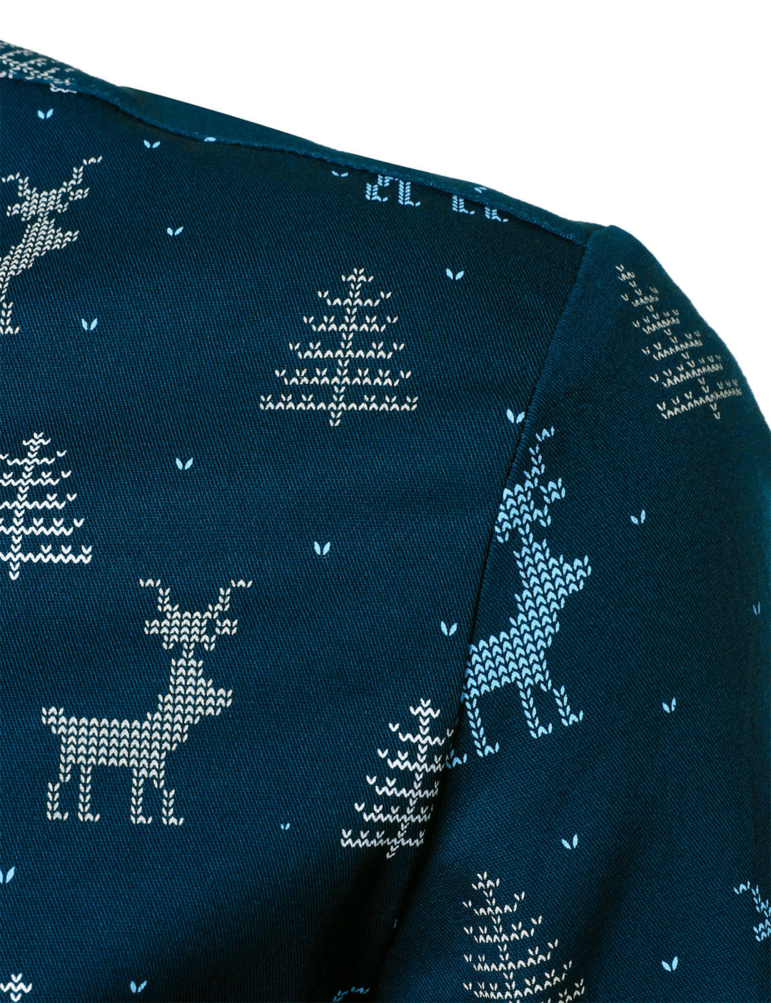 Rowan - Camicia da uomo blu navy a Maniche Lunghe con Stampa alce e Albero di Natale Traspirante