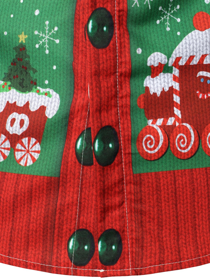 Grant - Abito natalizio Divertente da uomo per Feste natalizie, camicia a Maniche Lunghe