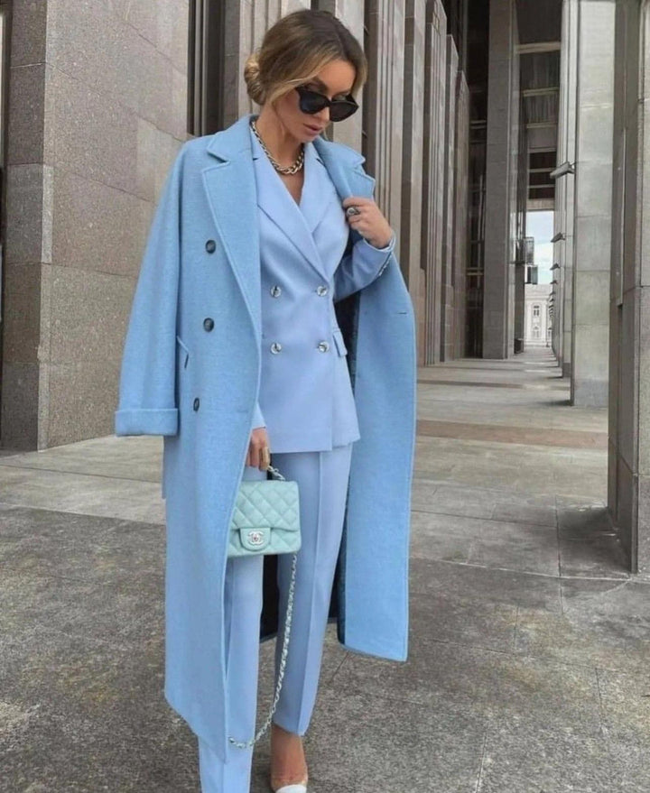 Ofelya - Elegante Completo Doppiopetto Con Cappotto Lungo