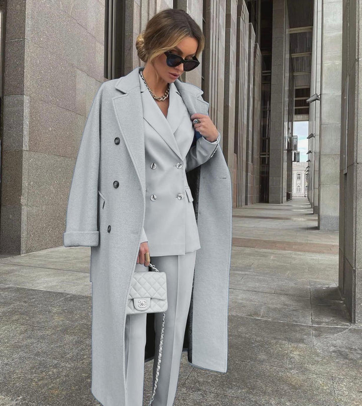 Ofelya - Elegante Completo Doppiopetto Con Cappotto Lungo