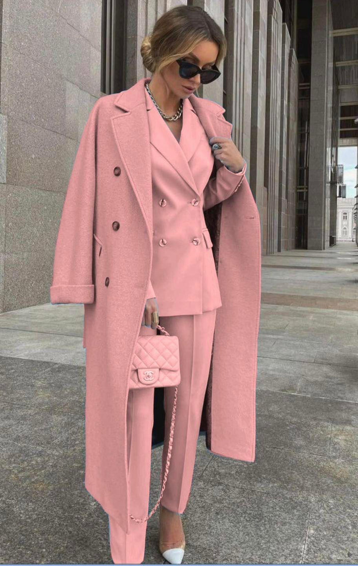 Ofelya - Elegante Completo Doppiopetto Con Cappotto Lungo