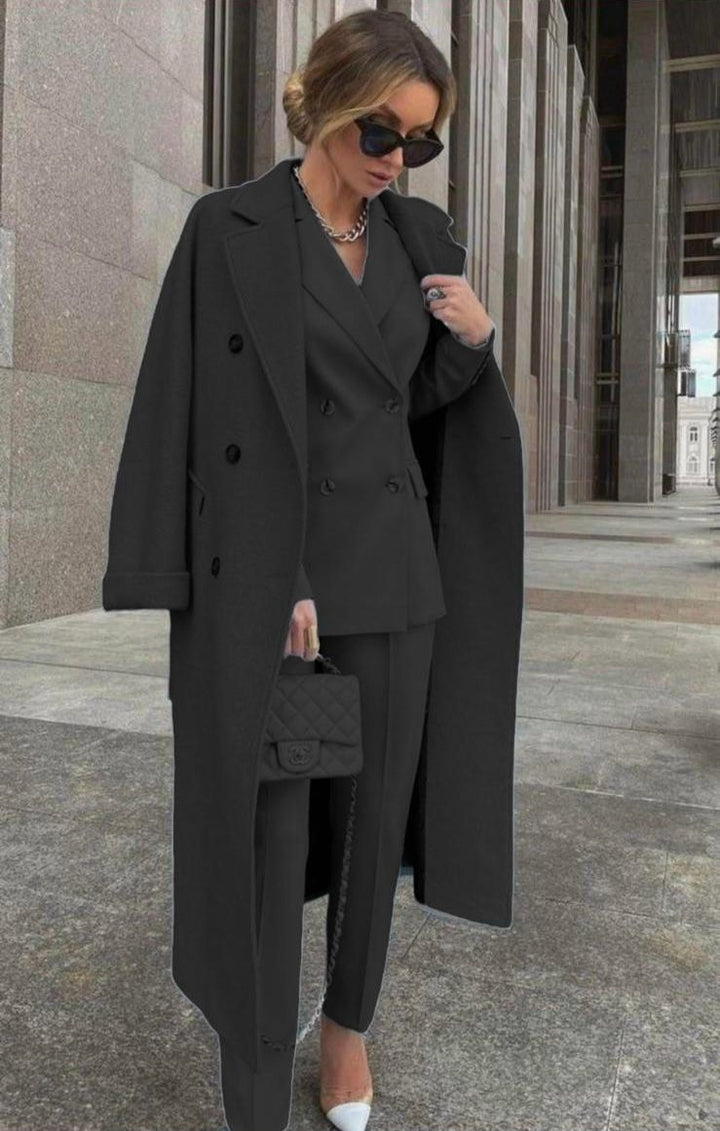 Ofelya - Elegante Completo Doppiopetto Con Cappotto Lungo