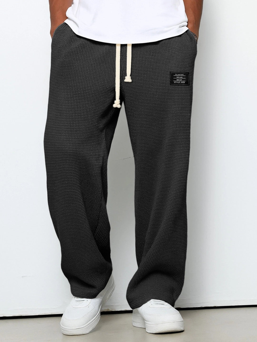 Daved - Pantaloni Casual In Maglia Waffle Con Coulisse