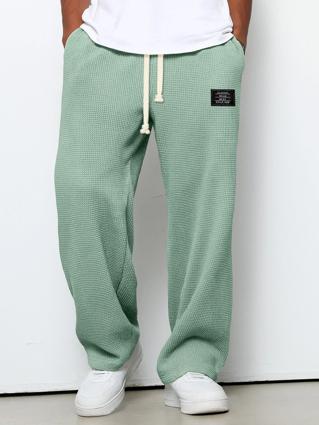 Daved - Pantaloni Casual In Maglia Waffle Con Coulisse