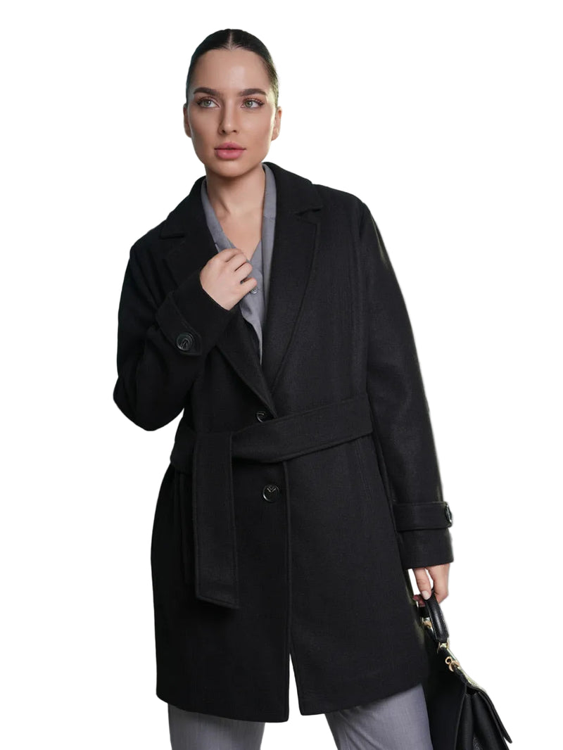 Iseult - Elegante Cappotto Con Cintura Da Annodare