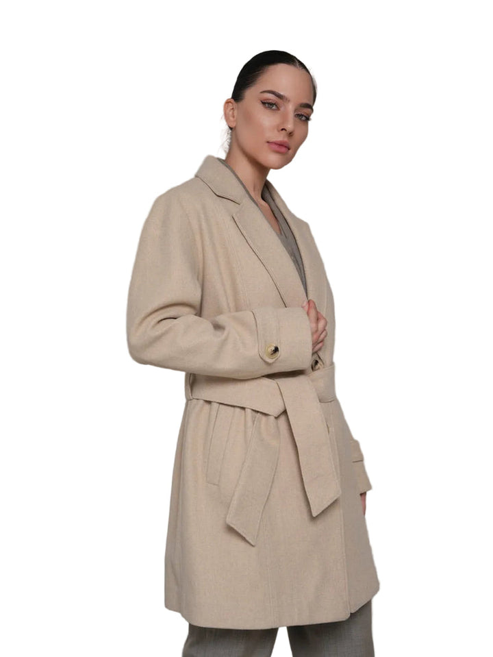 Iseult - Elegante Cappotto Con Cintura Da Annodare