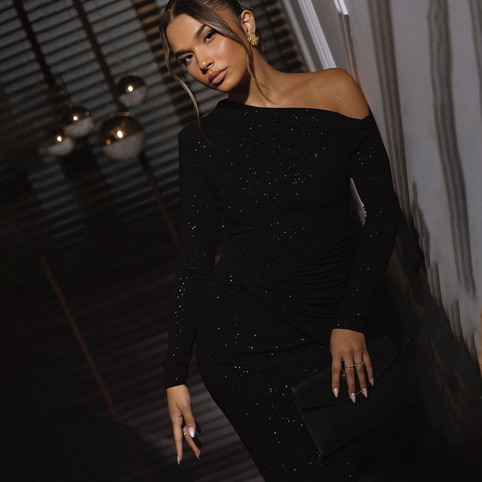 Uriela - Abito Lungo con Maniche Lunghe Sparkle