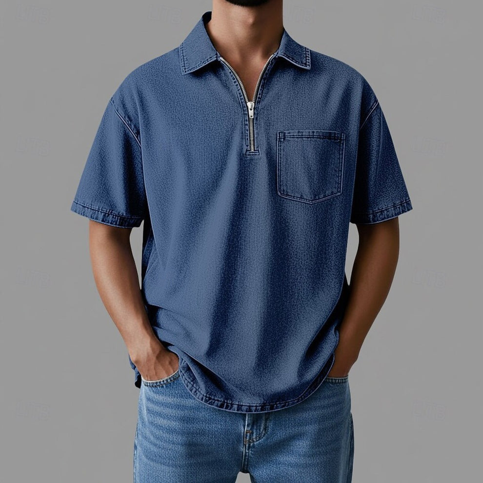 Alhan - Camicia Con zip DenimCore