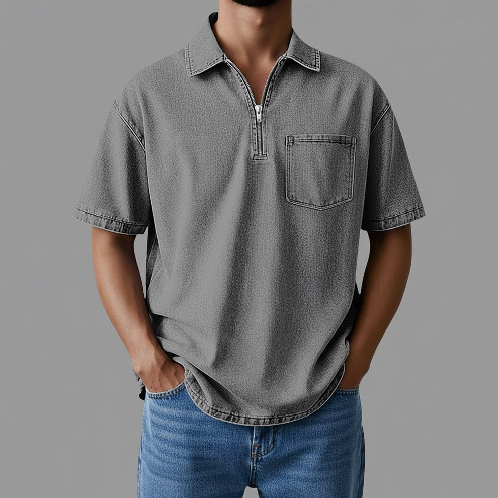 Alhan - Camicia Con zip DenimCore