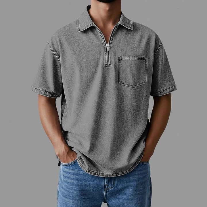 Alhan - Camicia Con zip DenimCore